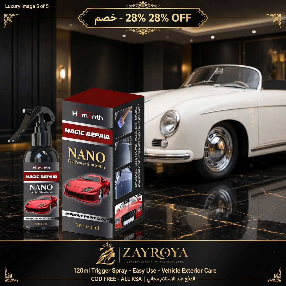 ZAYROYA Magic Nano Car Polish Spray - Paint Protection & Gloss Enhancer 120ml
